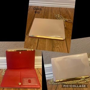 Patent leather nude clutch